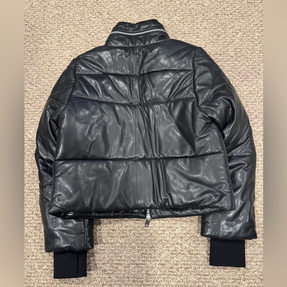 🚨SOLD🚨Walter Baker Black Leather Puffer Jacket with High Collar/Chevron Pattern - Picture 2 of 6